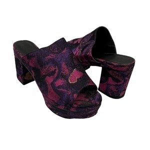 ASOS Pink Purple Velvet Chunky Platform Peep Toe Mules Size 5 Women’s